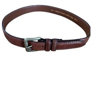 Chestnut Brown Full Grain Glove Leather Mens Belt Size 32 Solid Brass Buckle